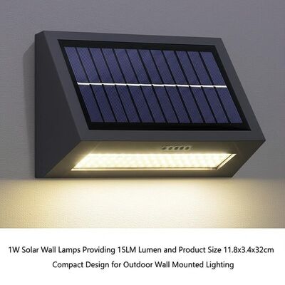 سعر جيد مصابيح الحائط الشمسية 1W توفر 15LM ليمن وحجم المنتج 11.8x3.4x32cm تصميم مضغوط لإضاءة الحائط الخارجية الانترنت