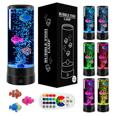 RoHs USB LED مصباح قنديل 12 بوصة أسطواني فقاعة مصباح الأسماك 7 لون