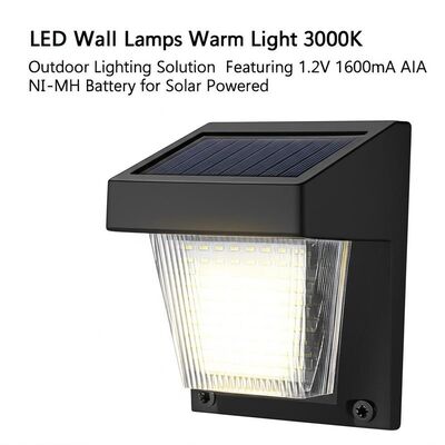 سعر جيد LED Solar Wall Lamps Warm Light 3000K Outdoor Lighting Solution Featuring 1.2V 1600mA AA NI-MH Battery for Solar Powered الانترنت